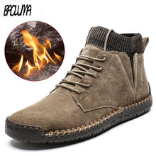 Load image into Gallery viewer, Brand Men Snow Boots Winter Plush Warm Men Motorcycle Boots Lace-Up Non-slip Male Ankle Boots Waterproof Autumn Man Work Shoes