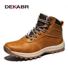 Load image into Gallery viewer, DEKABR Winter Warm Men Boots Genuine Leather Fur Plus Men Snow Boots Handmade Waterproof Working Ankle Boots High Top Men Shoes