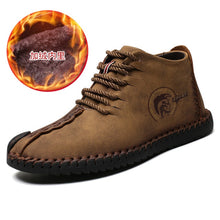 Load image into Gallery viewer, 2019 Winter Men Boots Leather High Top Lace-Up Snow Boots Warm With Fur Lightweight  Waterproof Ankle Shoes 2019 New Large Size